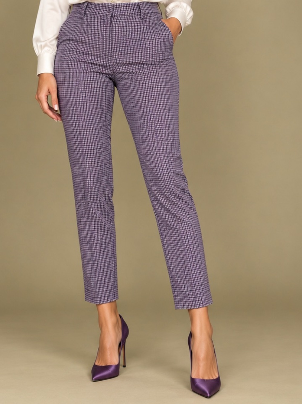 Ann Taylor Eva Pants Women’s Houndstooth Straight Leg Ankle Trouser 8